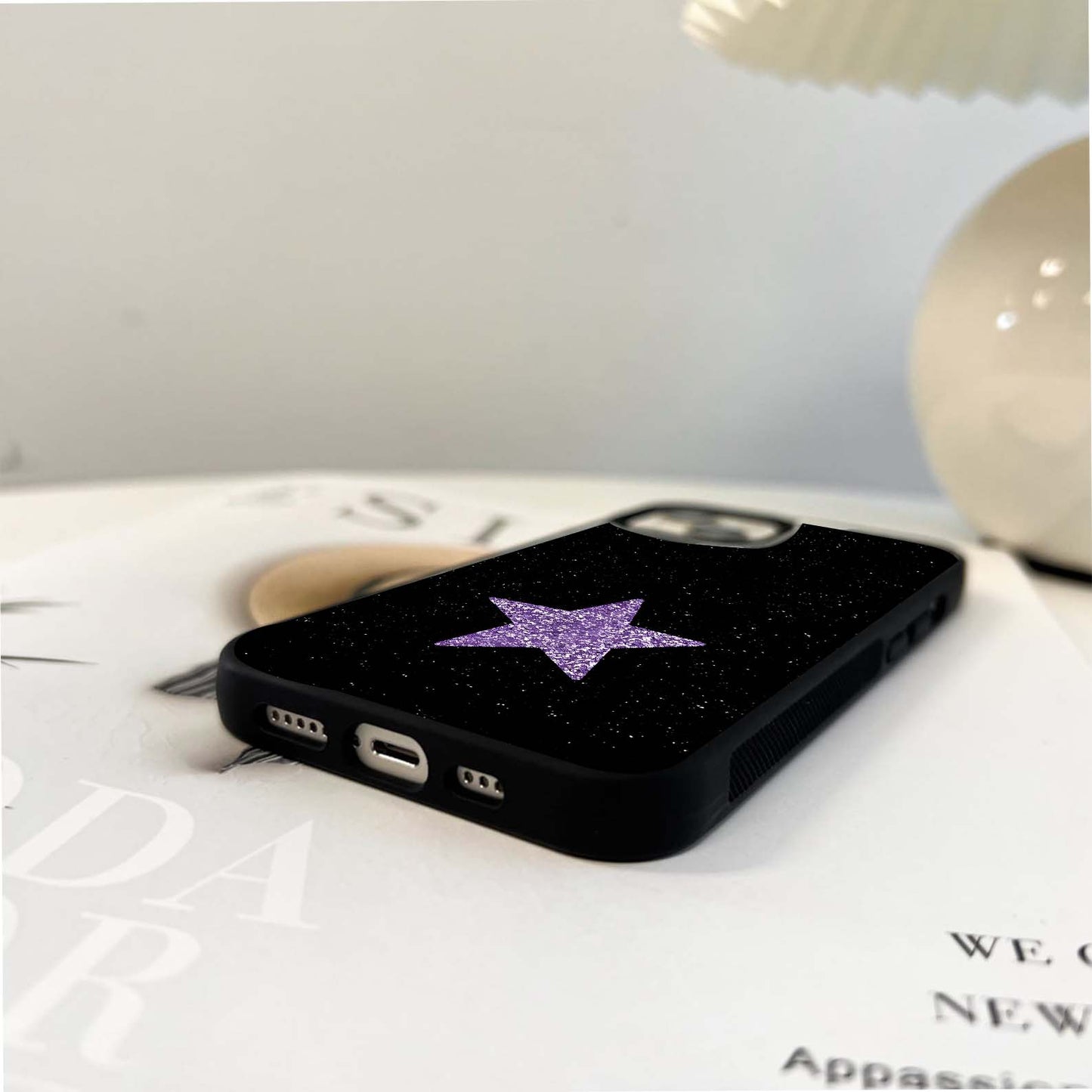 Glitter Lavender Star Glass Case