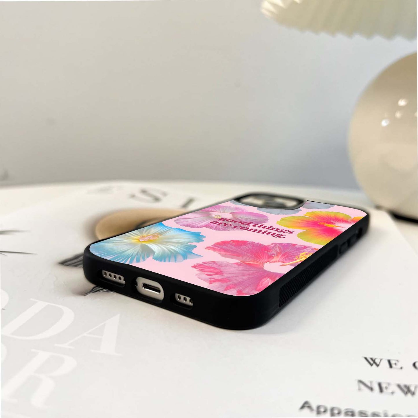 Multi Hibiscus Positivity Glass Case