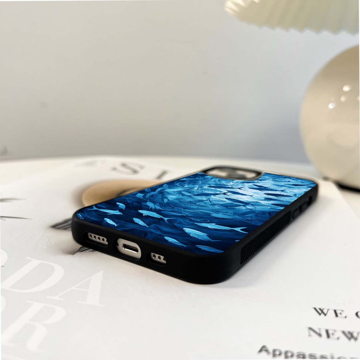 Aqua Drift Bloom Glass Case