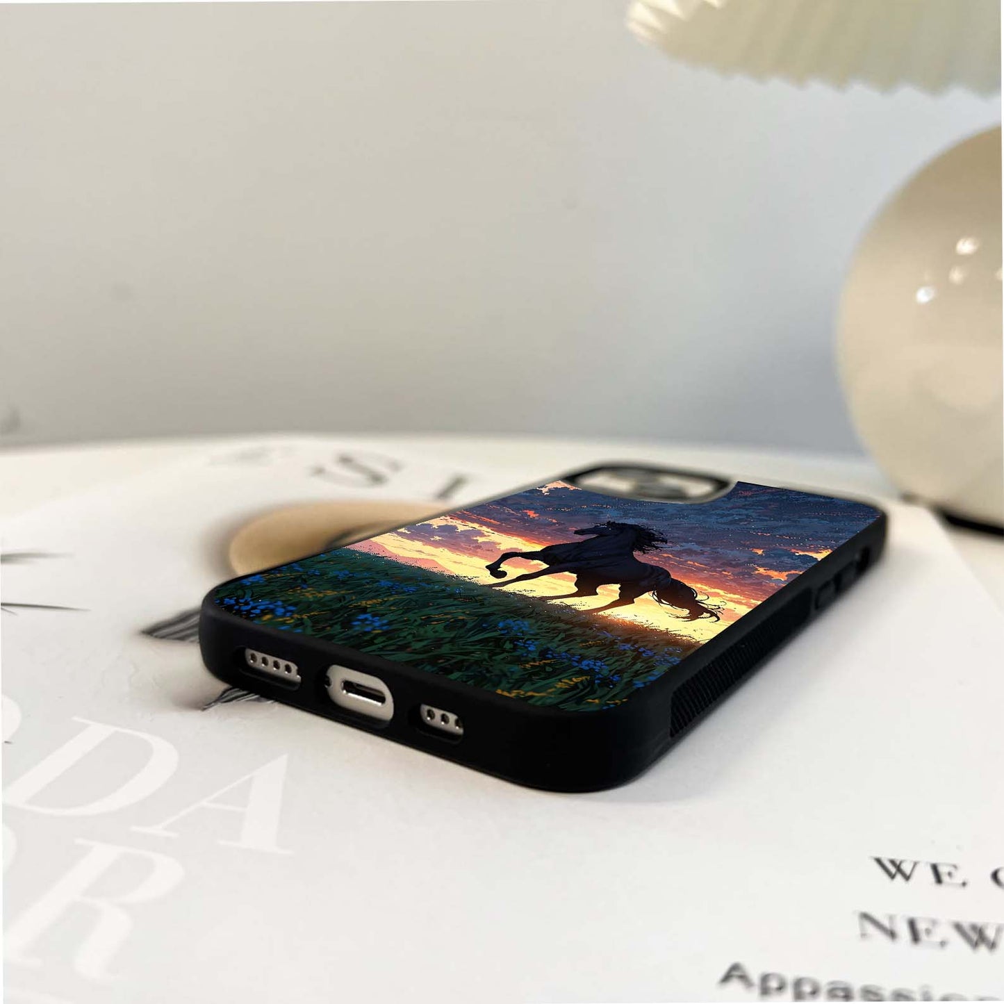 Sunset Horse Glass Case