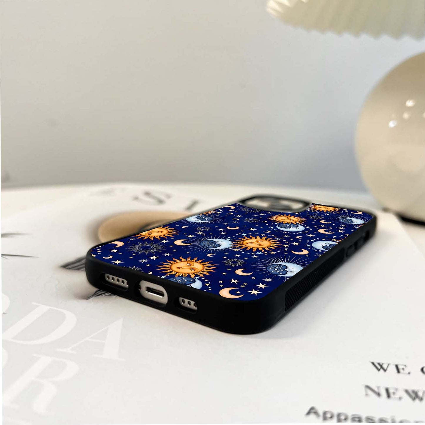 Radiant Sun & Moon Pattern Glass Case