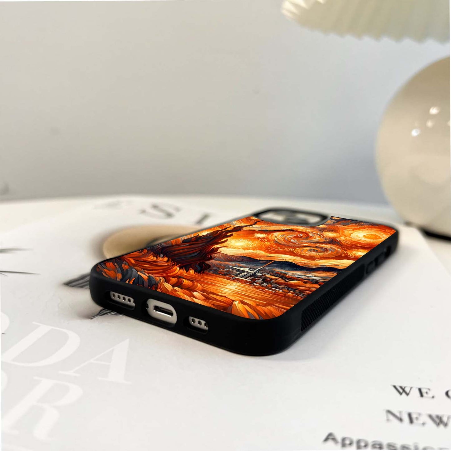 Orange Groovy Vangogh Glass Case