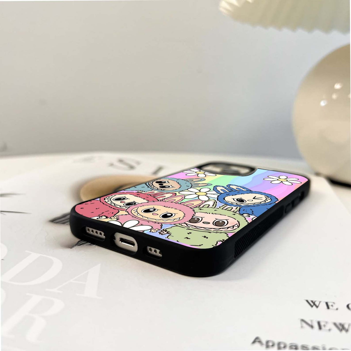 Retro Labubu Pattern Glass Case