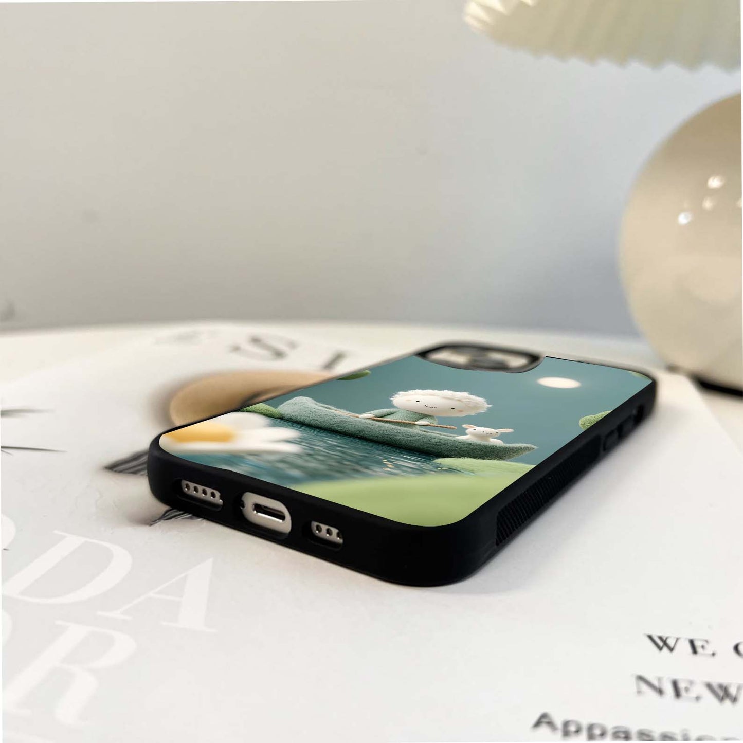 Row With Bunny Glass Case