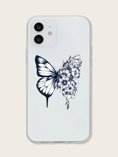 Butterfly-Flower Clear Silicon Case Cover