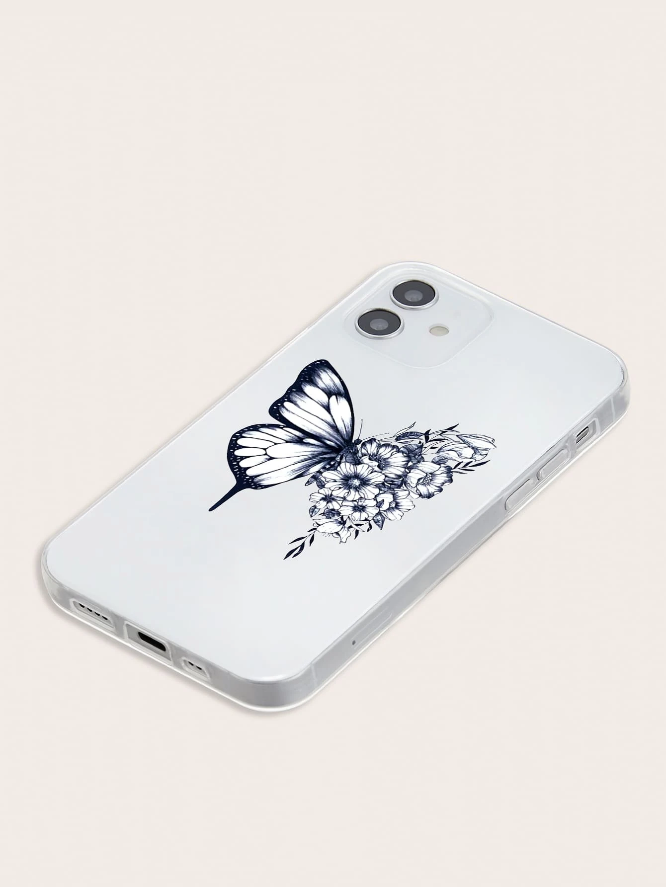 Butterfly-Flower Clear Silicon Case Cover