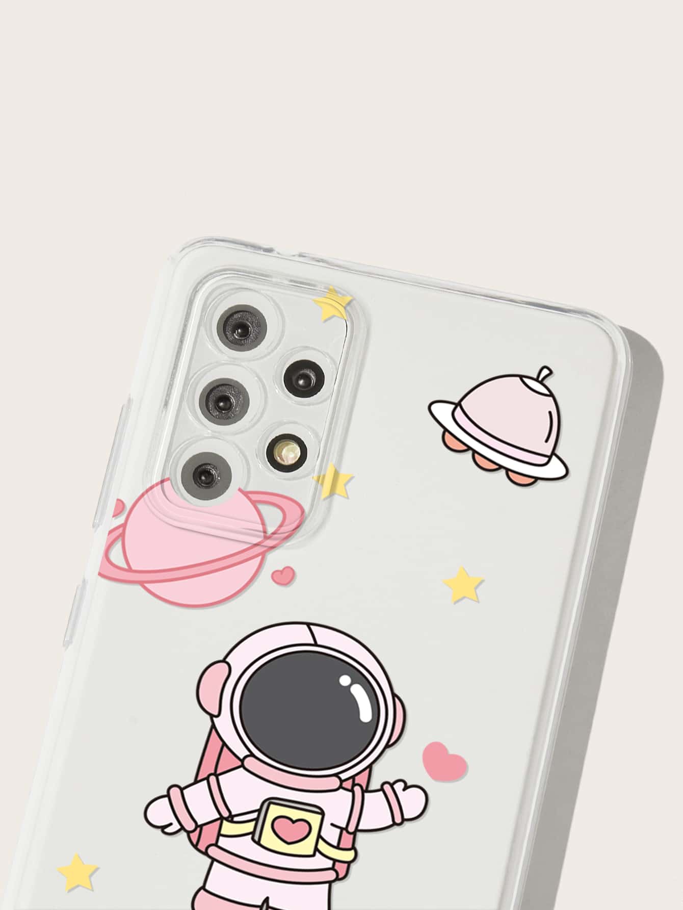 Couple Astronaut Pattern Cute Clear Silicon Case Cover