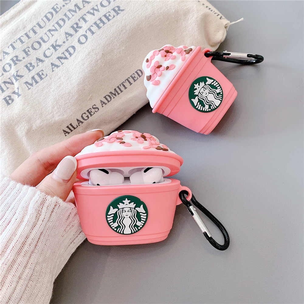 PINK COFFEE STAR-BUCKS TOUGH SILICONE AIRPODS CASE COVER FOR 1/2, 3 AND AIRPODS PRO