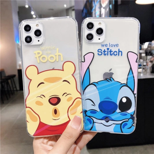 Pooh and Stitch Clear Silicon Case Cover