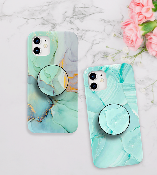 Green & Blue Marble Affairs Slim Case Cover With Same Design Holder