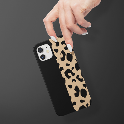 Black Chic Leopard Custom Name Slim Case Cover With Same Design Holder