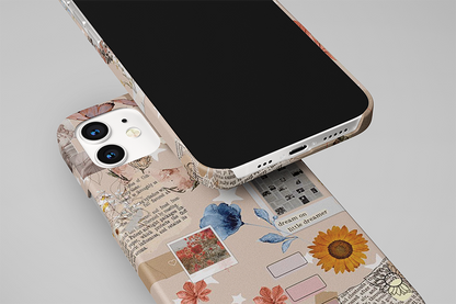Aesthetic Butterfly with Flowers Slim Case Cover With Same Design Holder