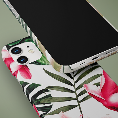 Retro Palm Floral Slim Case Cover With Same Design Holder
