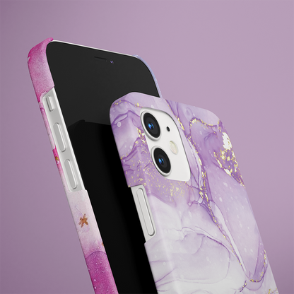 Purple Marble Slim Case Cover With Same Design Holder