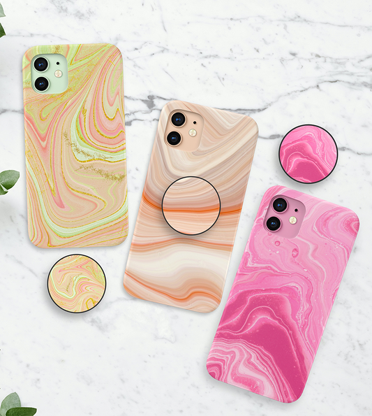 Flowing Marble Shades Slim Case Cover With Same Design Holder