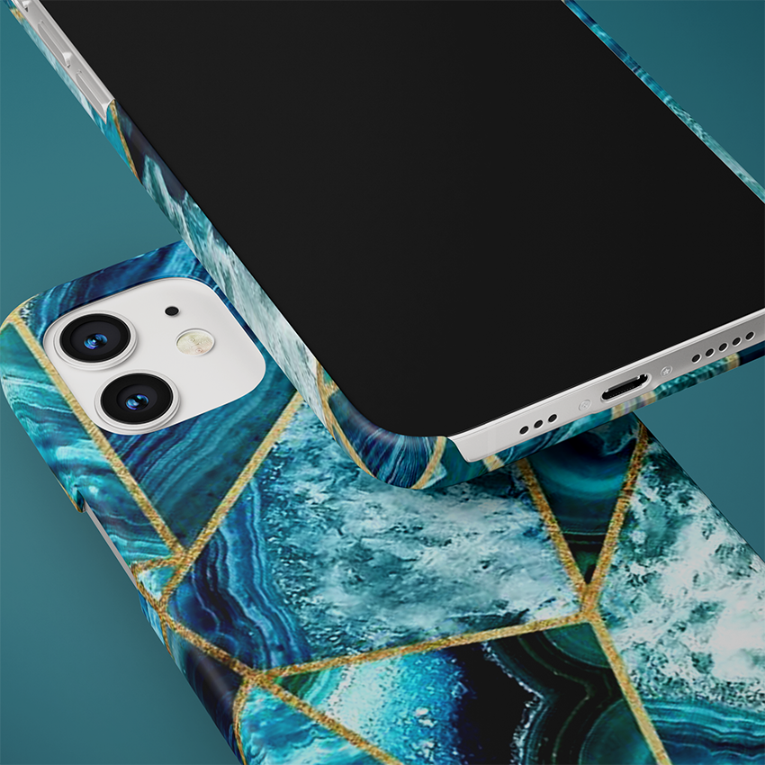 Blue Marble Family Pattern Slim Case Cover With Same Design Holder