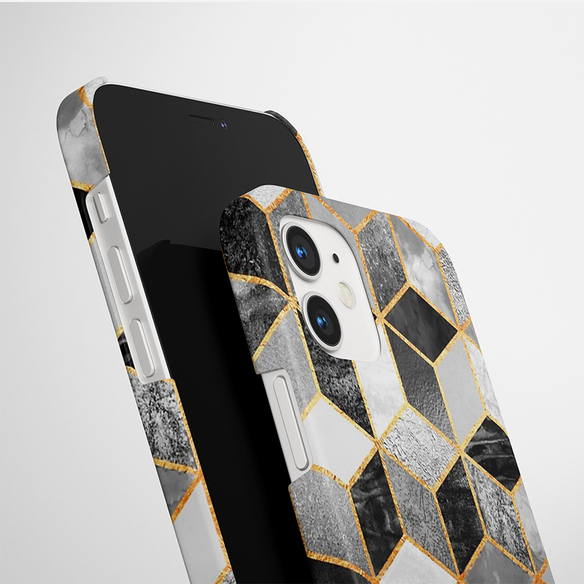 Diagonal Cube Pattern Slim Case Cover With Same Design Holder