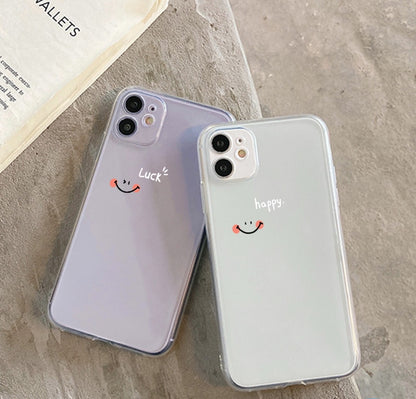 Smile/Happy/Luck Smiley Clear Silicon Case Cover