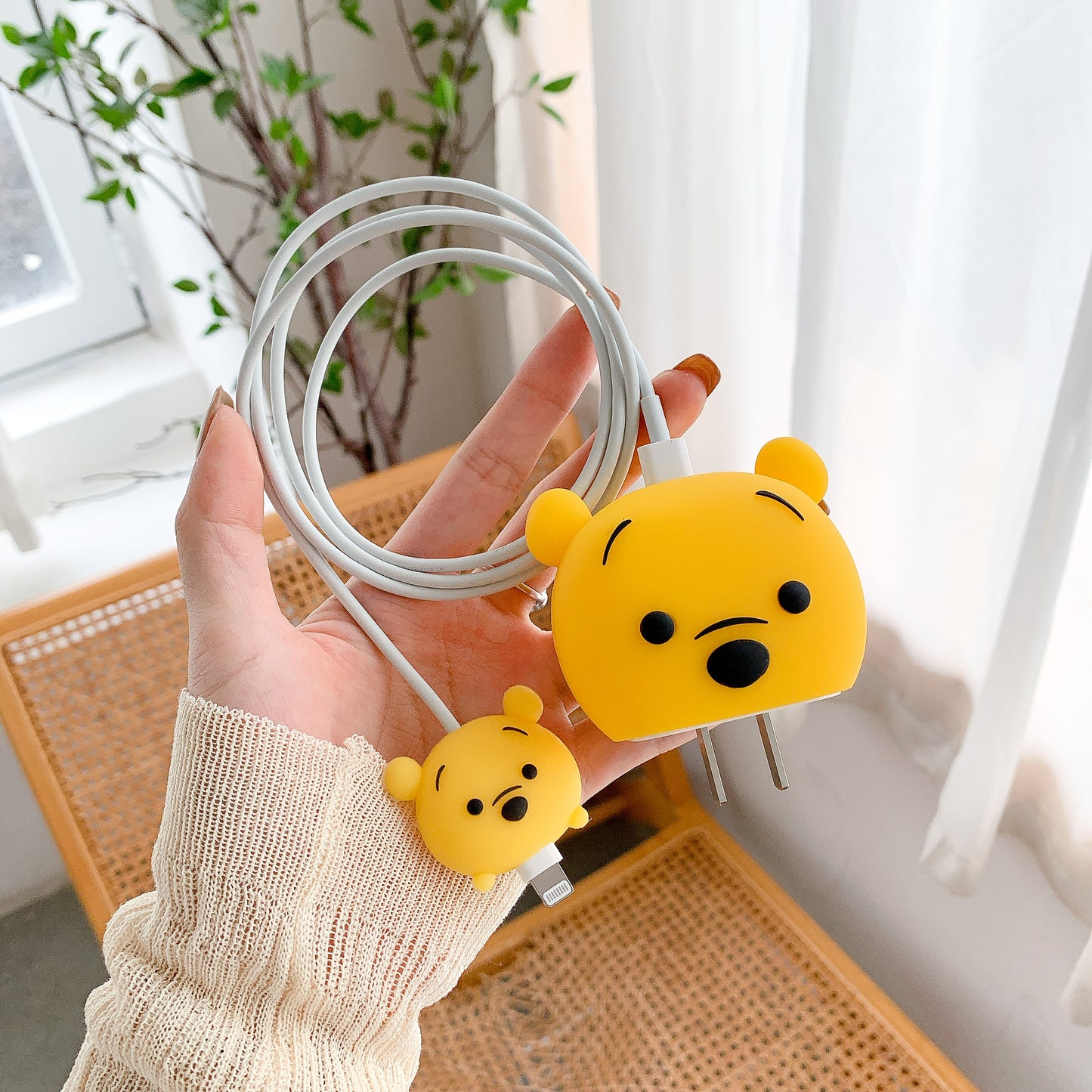 POOH Silicon Apple iPhone Charger Case | Lightning Charger/Cable Protector Cover for iPhone Charger-Pooh