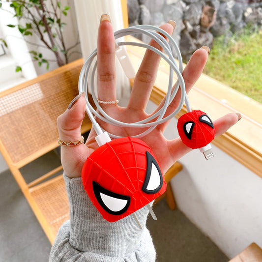 Spider Man Silicon Apple iPhone Charger Case | Lightning Charger/Cable Protector Cover for iPhone Charger-Spider Man