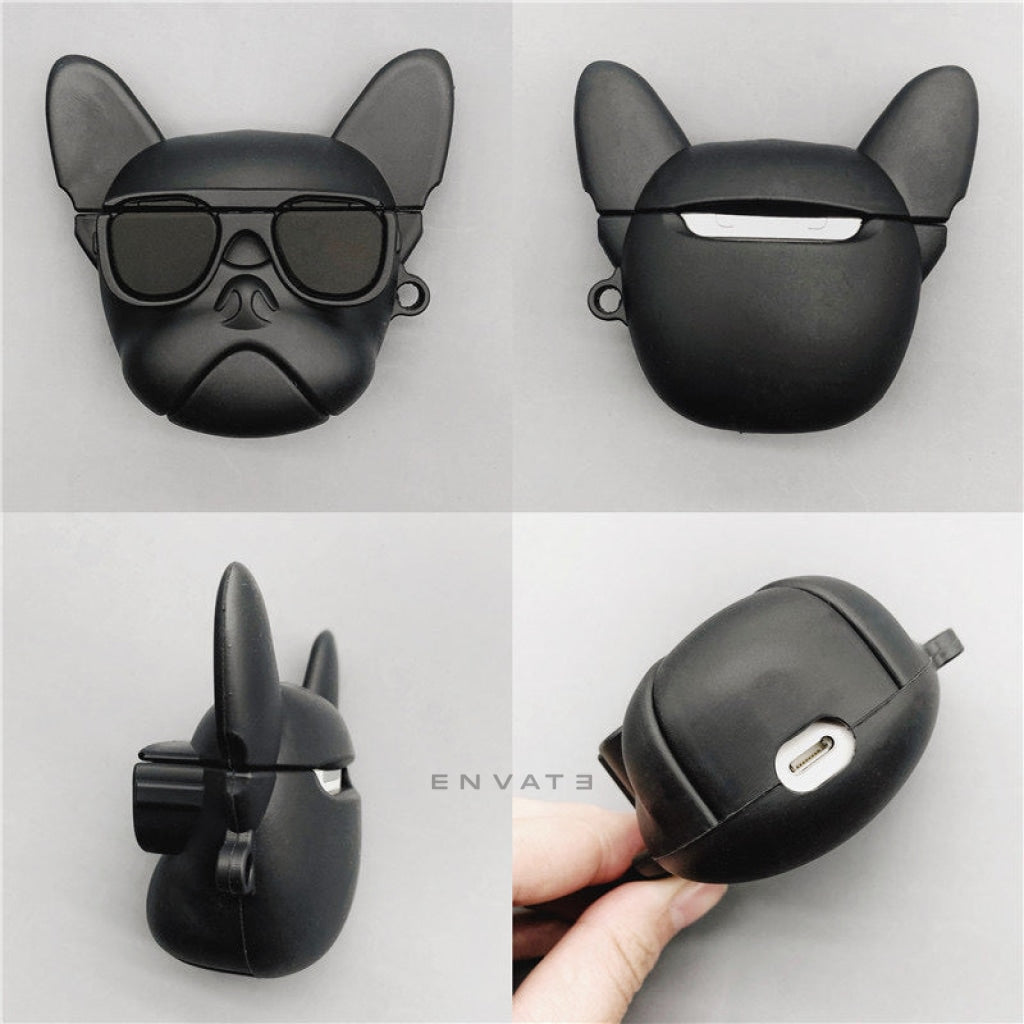 BULL DOG BLACK SILICONE AIRPODS CASE COVER FOR 1/2, 3 AND AIRPODS PRO