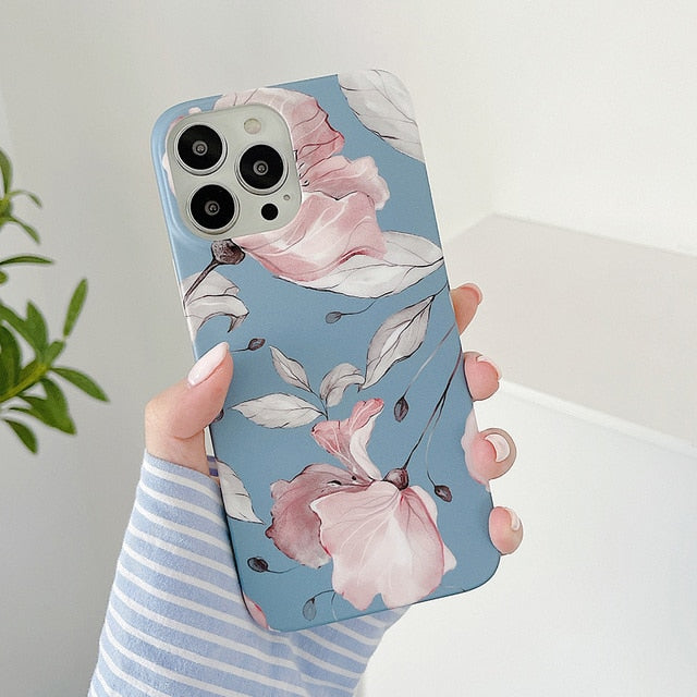 Grey & Blue Floral Slim Case Cover  With Same Design Holder