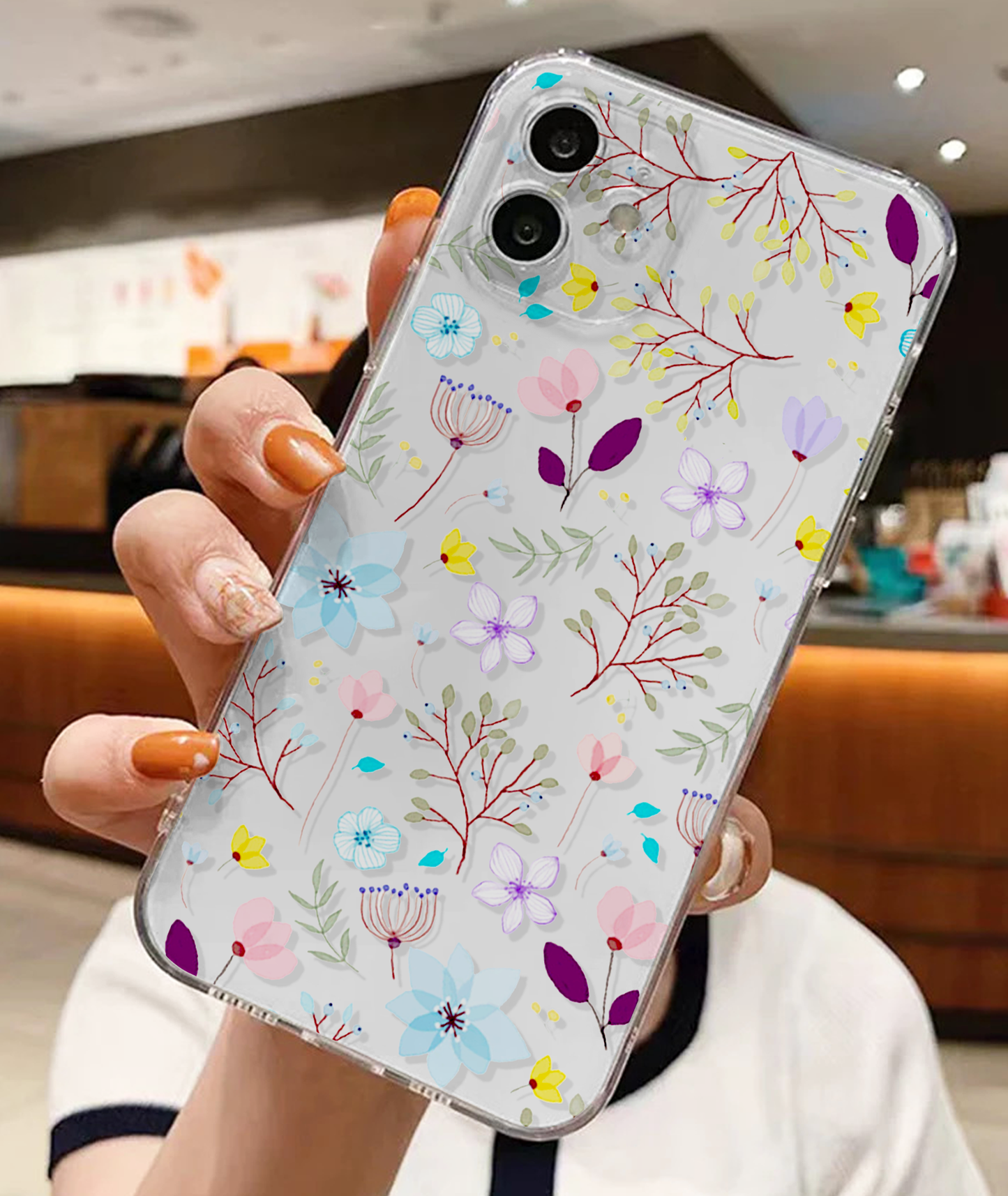 Lovely Floral Family Design Clear Silicon Case Cover