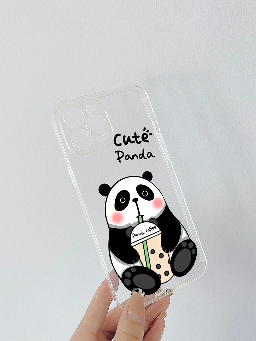 Cute Panda Coffee Soft Clear Silicon Case Cover