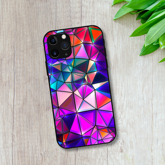 Multicolor Diagonal Pattern Glass Case