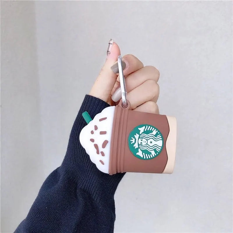 BROWN COFFEE STAR-BUCKS SILICONE AIRPODS CASE COVER FOR 1/2, AND AIRPODS PRO