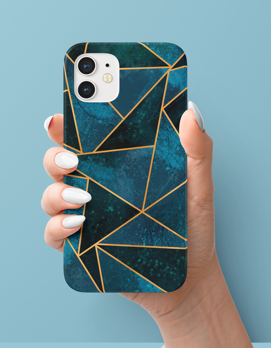 Green and Blue Forest Geometrical Pattern Slim Case With Same Design Holder