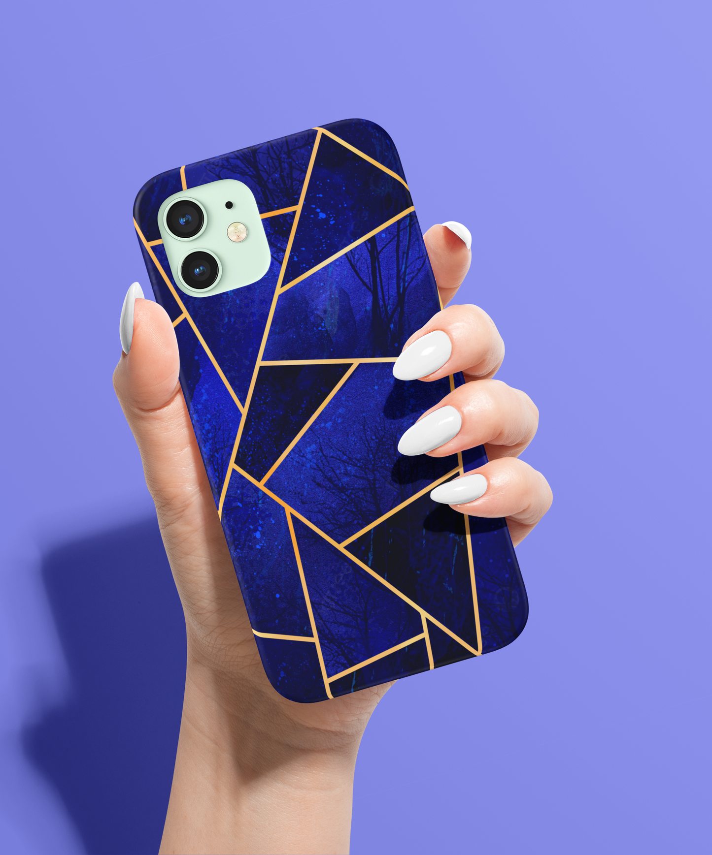 Green and Blue Forest Geometrical Pattern Slim Case With Same Design Holder