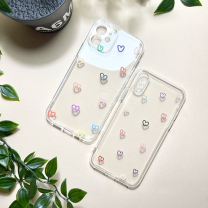 Cute Filled/Clear Heart Cases Clear Silicon Case Cover