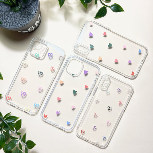 Cute Filled/Clear Heart Cases Clear Silicon Case Cover