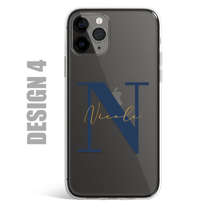 Custom Initial With Name Clear Silicon Case Cover