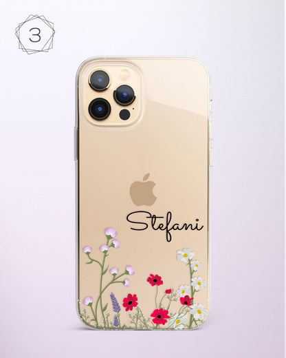 Custom Name with Flower Clear Silicon Case Cover