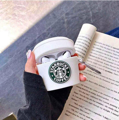 STAR-BUCKS WHITE SILICONE AIRPODS CASE COVER FOR 1/2,3 AND AIRPODS PRO