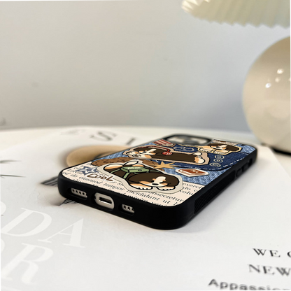 Puppy Sticker Parade Glass Case