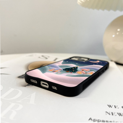 Cute Winter Village Glass Case