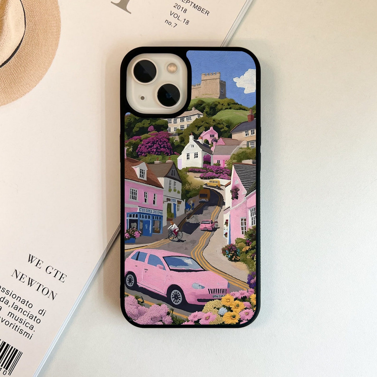 Painted Village Hillside Glass Case