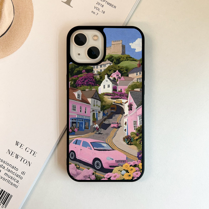 Painted Village Hillside Glass Case