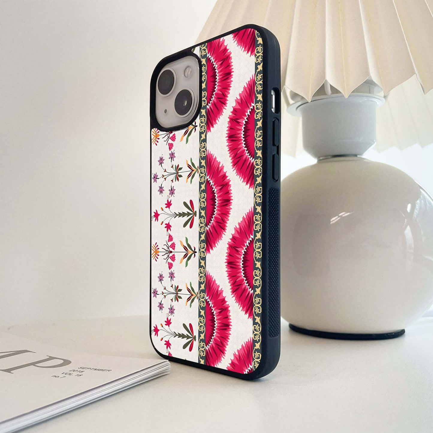 Scarlet Petal Tapestry Glass Case