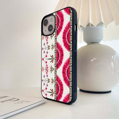 Scarlet Petal Tapestry Glass Case