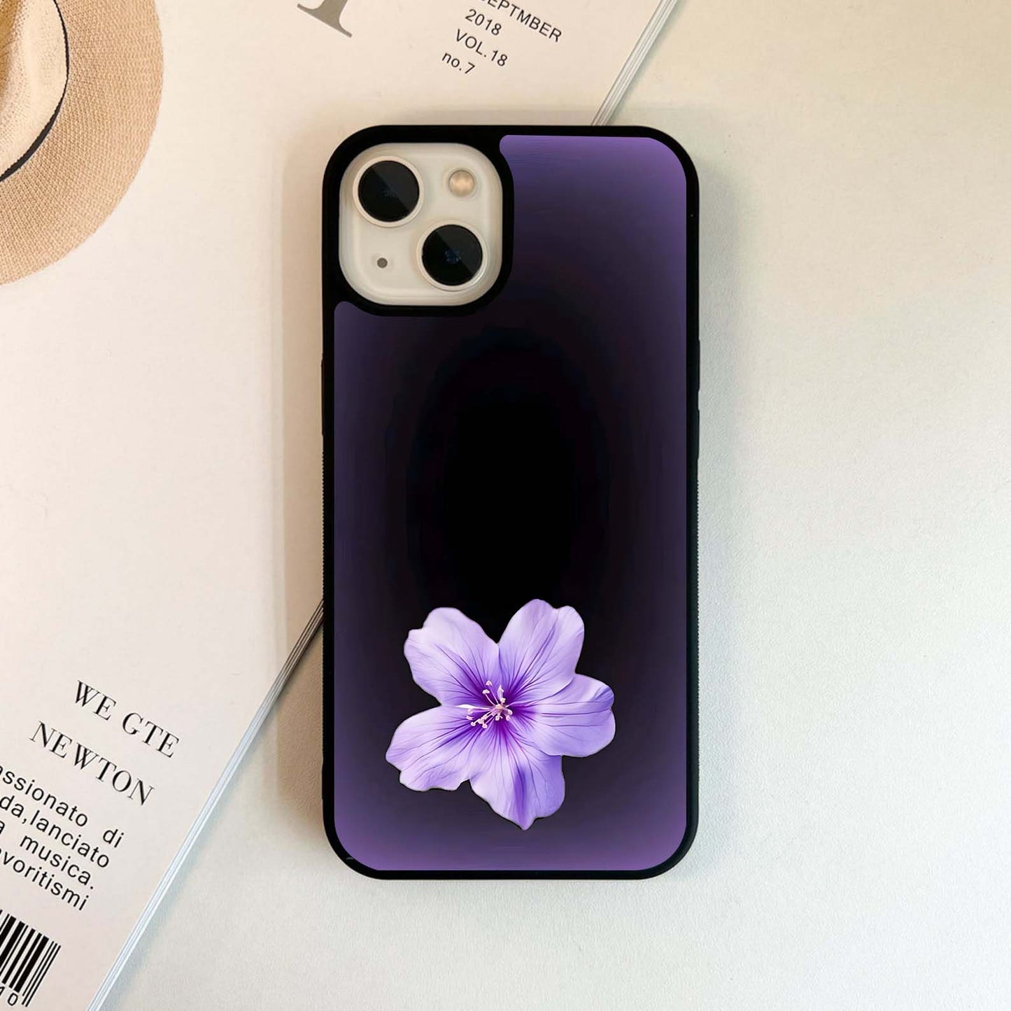 Midnight Violet Bloom  Glass Case