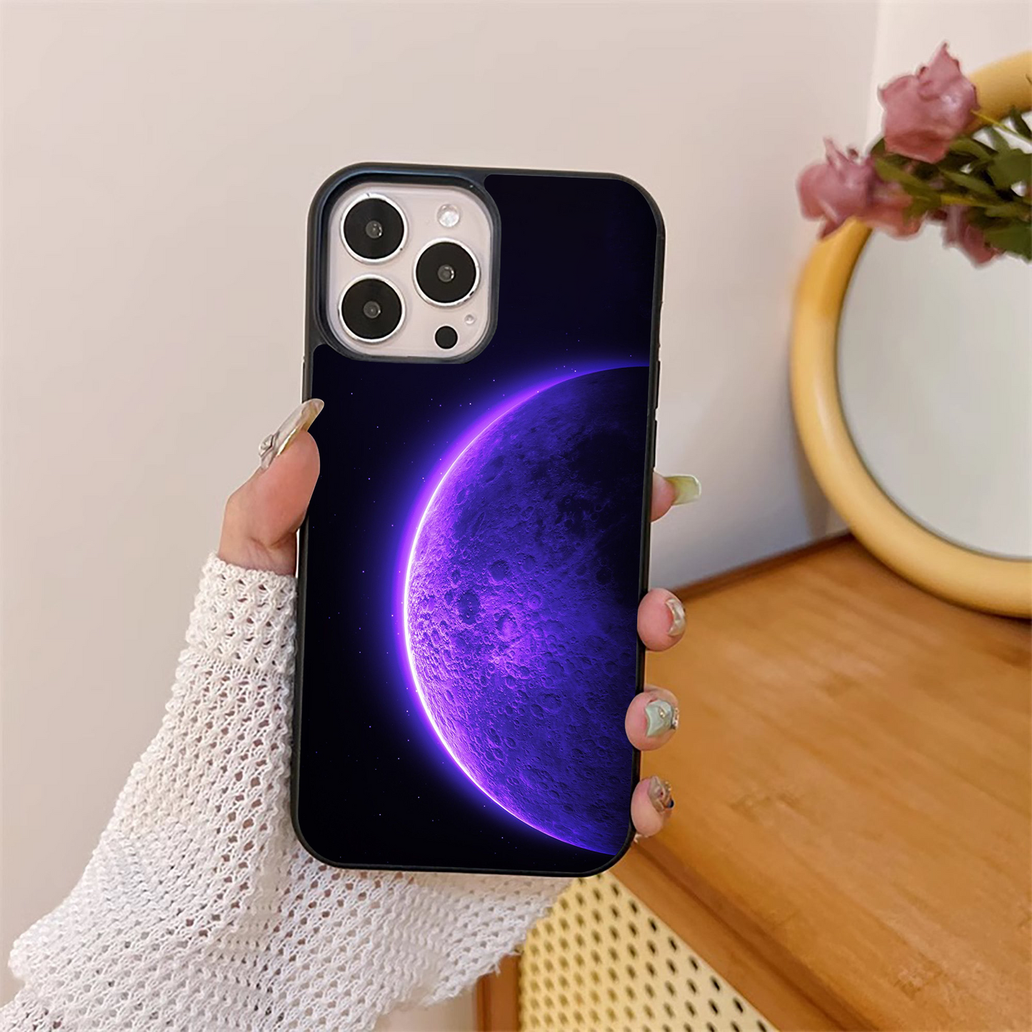 Neon Vibrant Planet Pattern Glass Case