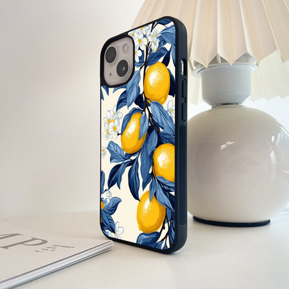 Yellow Fruits Pattern Glass Case