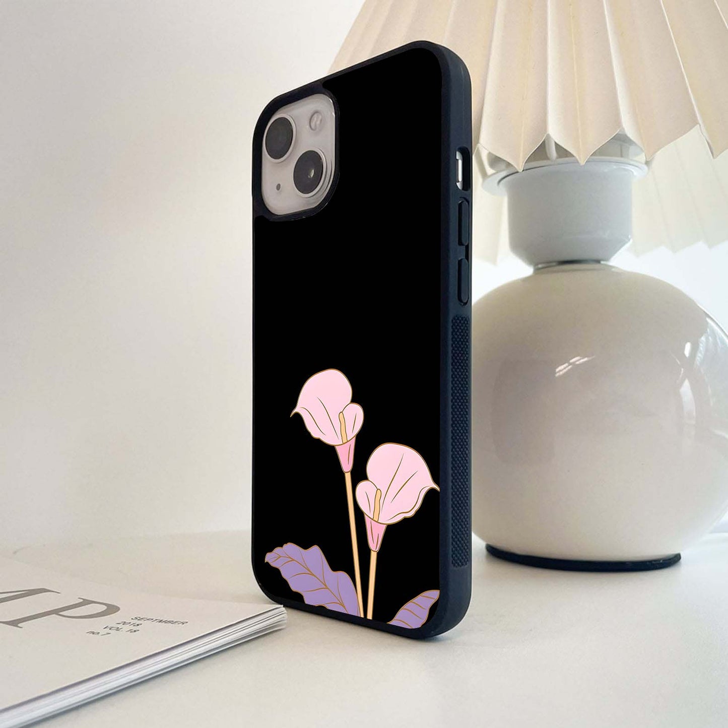 Minimalist Calla Blooms Glass Case