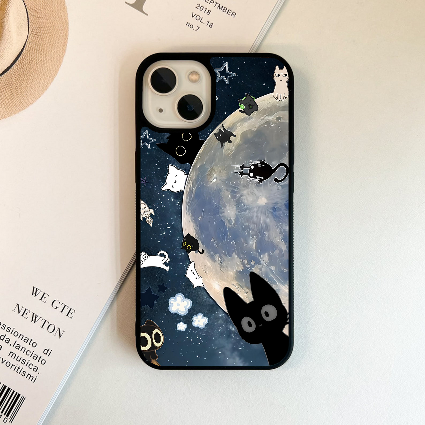 Moon Cat Pattern Glass Case