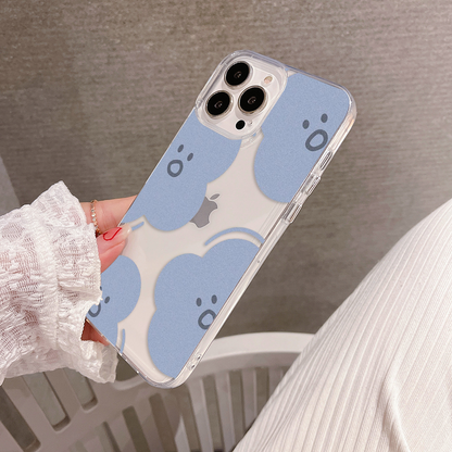 Blue Face Clouds Pattern Clear Silicon Case Cover