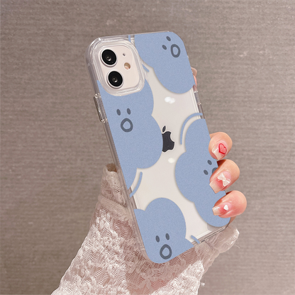 Blue Face Clouds Pattern Clear Silicon Case Cover